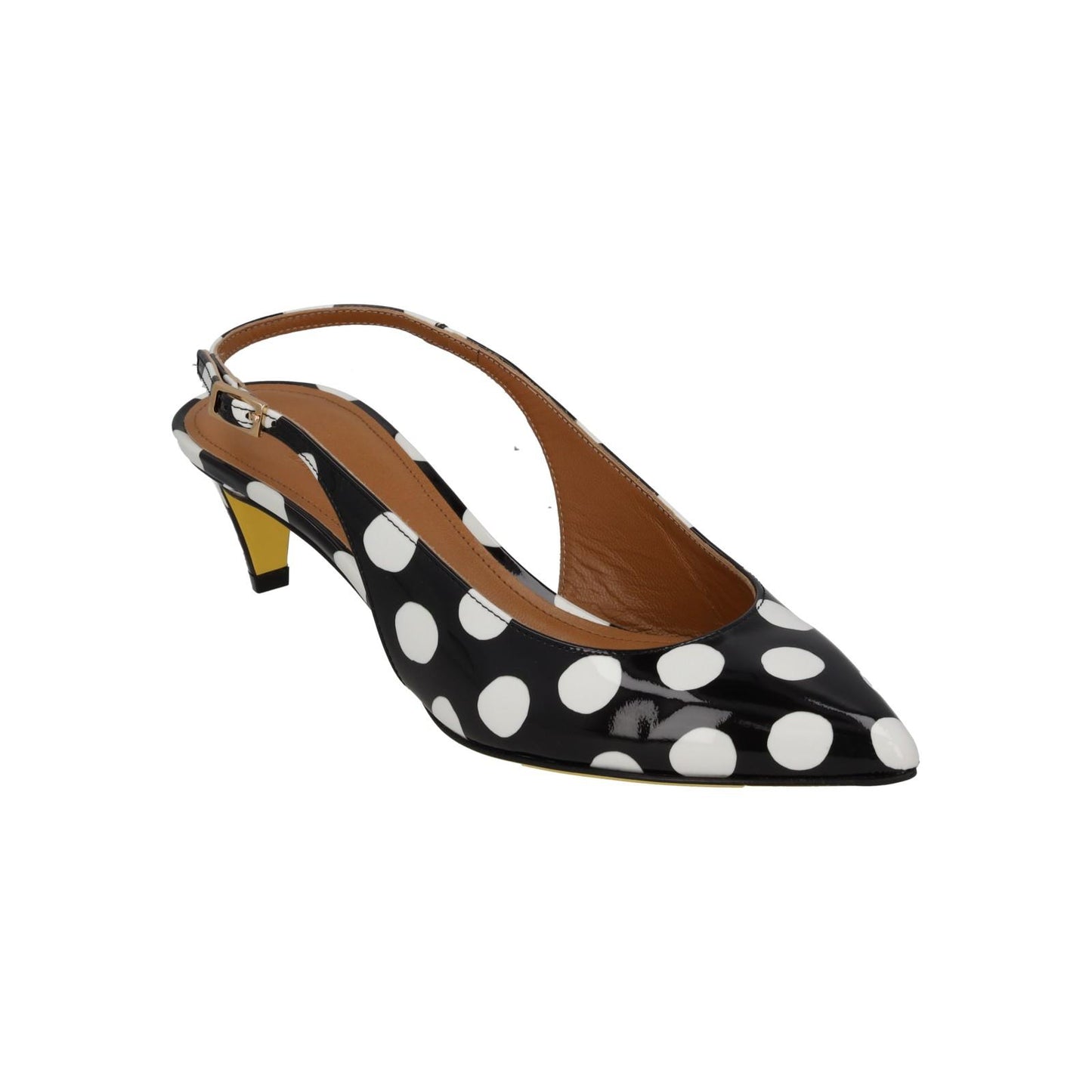 MARNI Slingback Shoe Polkadot Kitten Heel Black White Leather UK3 NEW RRP750