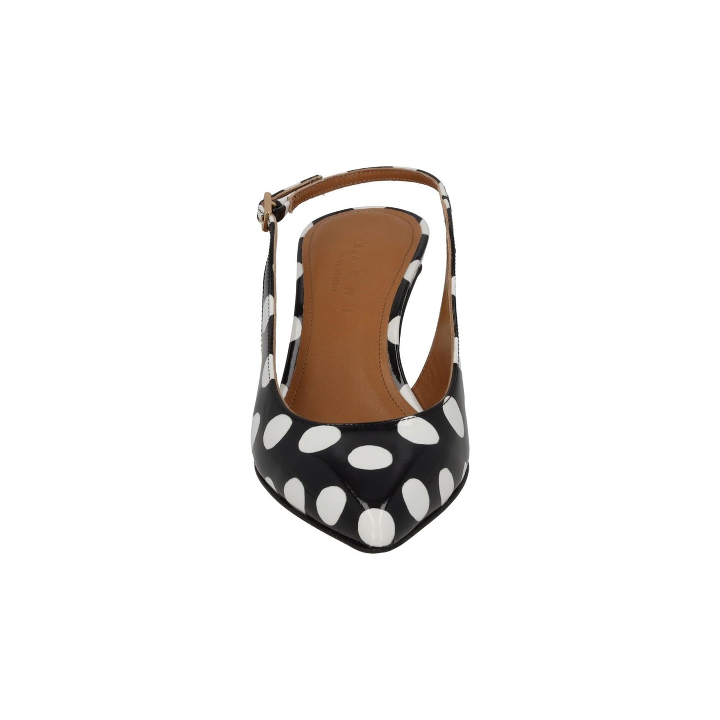 MARNI Slingback Shoe Polkadot Kitten Heel Black White Leather UK3 NEW RRP750