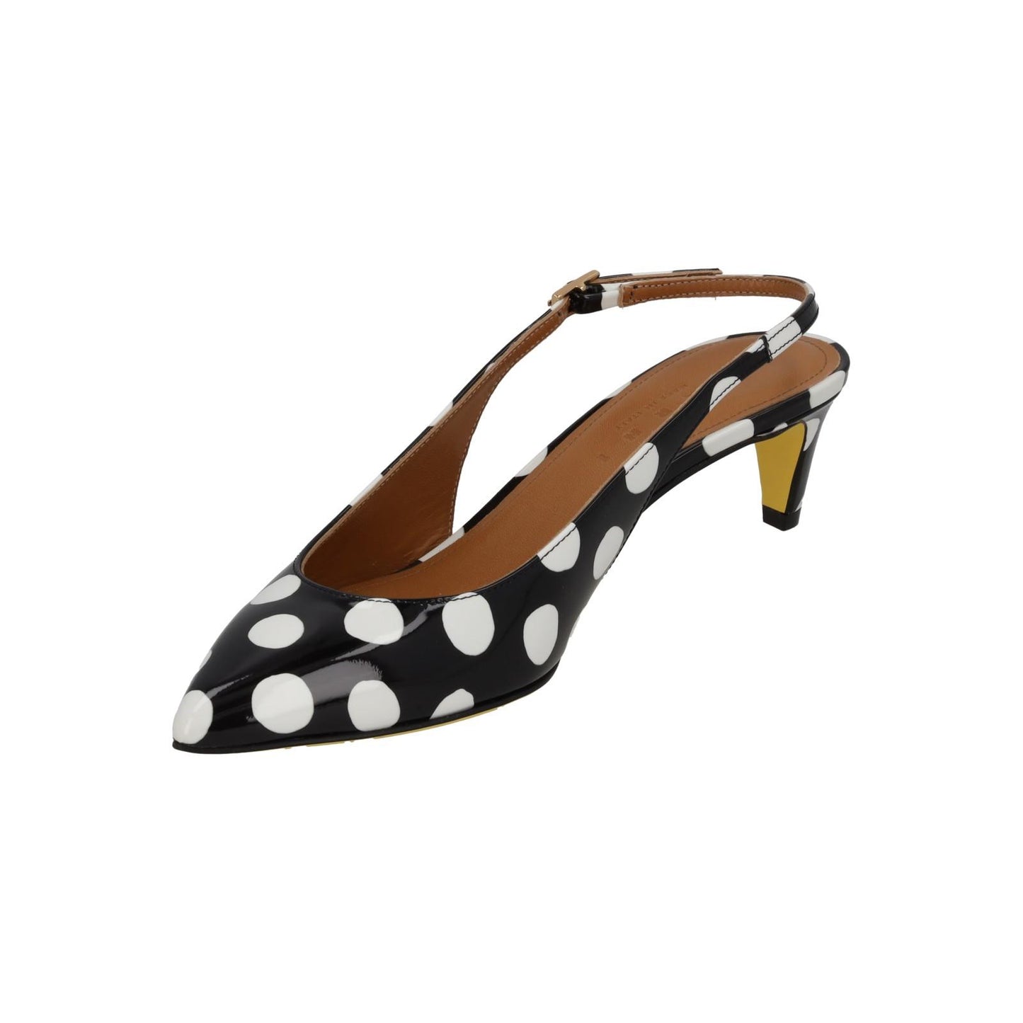MARNI Slingback Shoe Polkadot Kitten Heel Black White Leather UK3 NEW RRP750