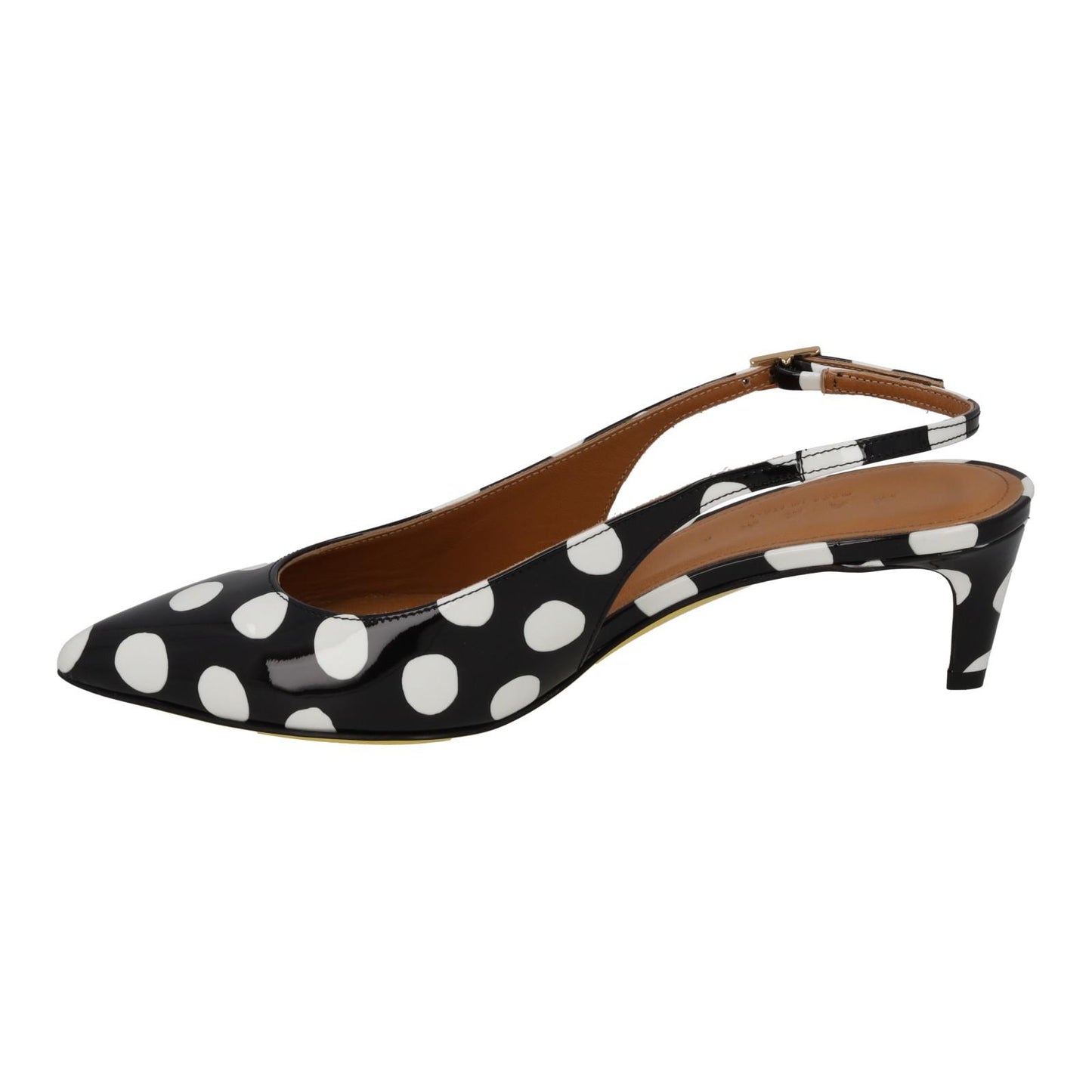 MARNI Slingback Shoe Polkadot Kitten Heel Black White Leather UK3 NEW RRP750