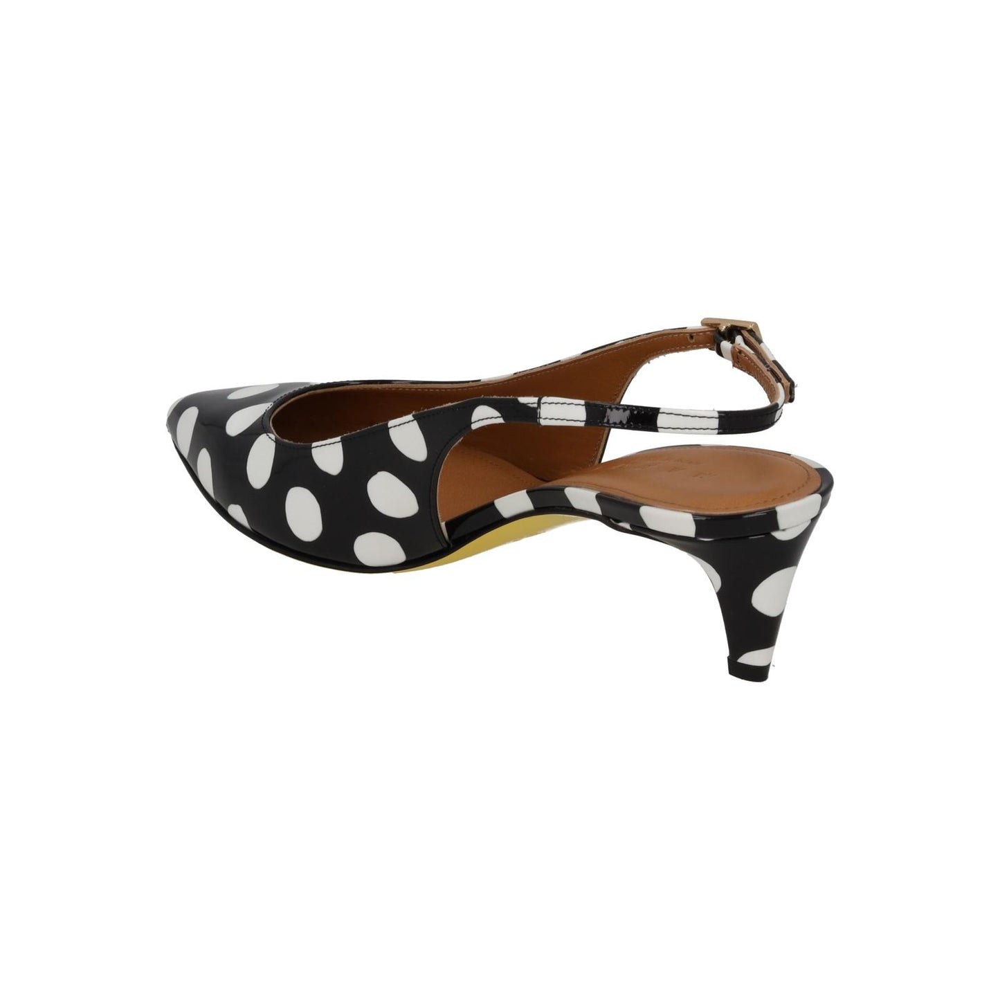 MARNI Slingback Shoe Polkadot Kitten Heel Black White Leather UK3 NEW RRP750