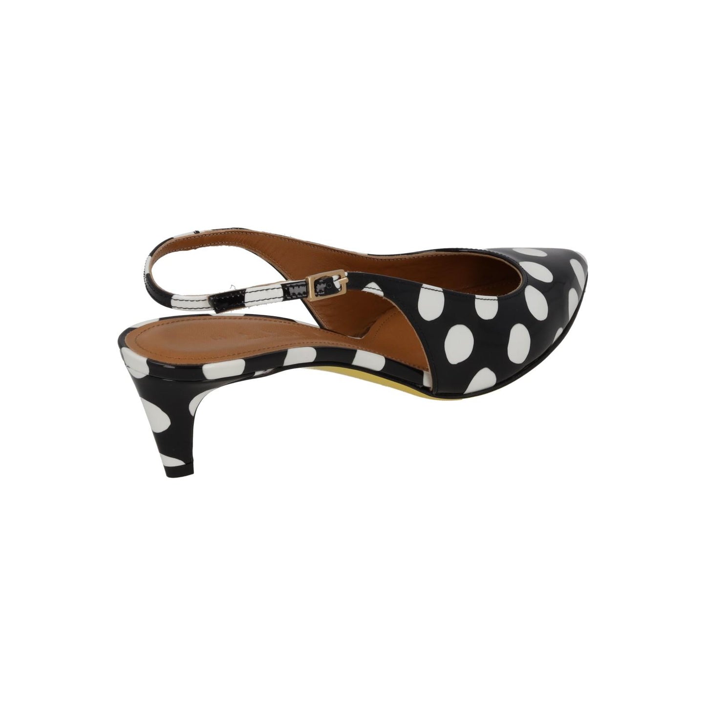 MARNI Slingback Shoe Polkadot Kitten Heel Black White Leather UK3 NEW RRP750