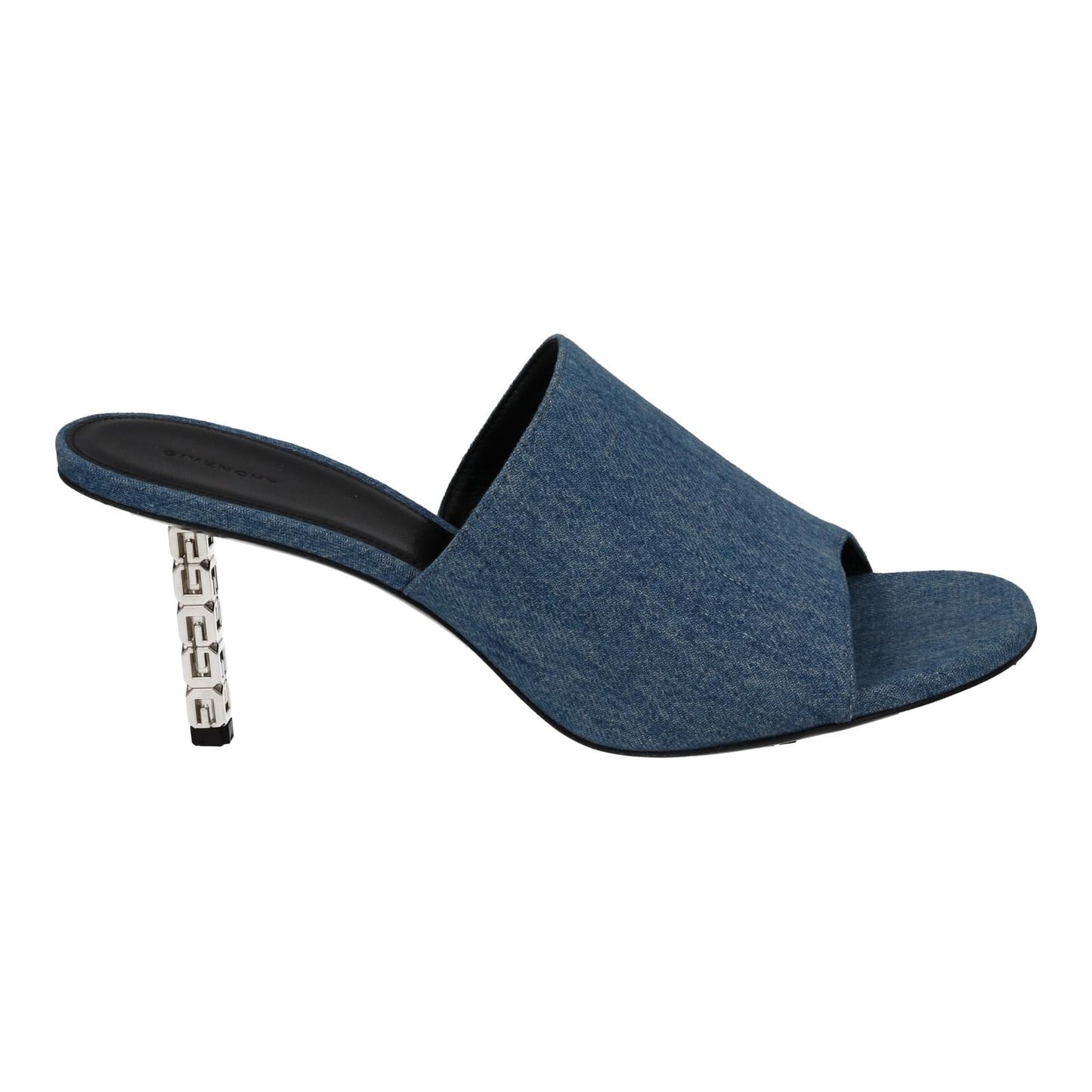 GIVENCHY G Cube Mule Shoes 70 Heel Open Toe Blue Denim EU40 UK7 NEW RRP710