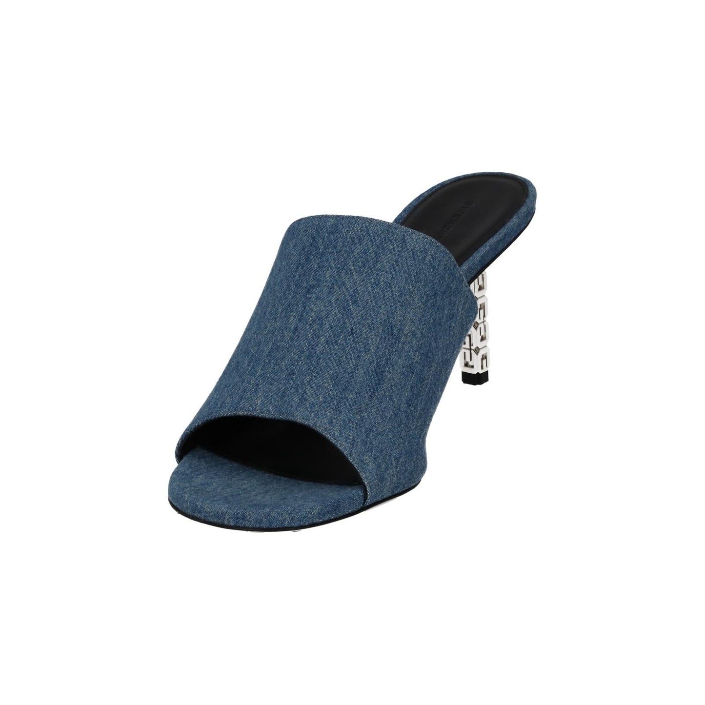 GIVENCHY G Cube Mule Shoes 70 Heel Open Toe Blue Denim EU40 UK7 NEW RRP710