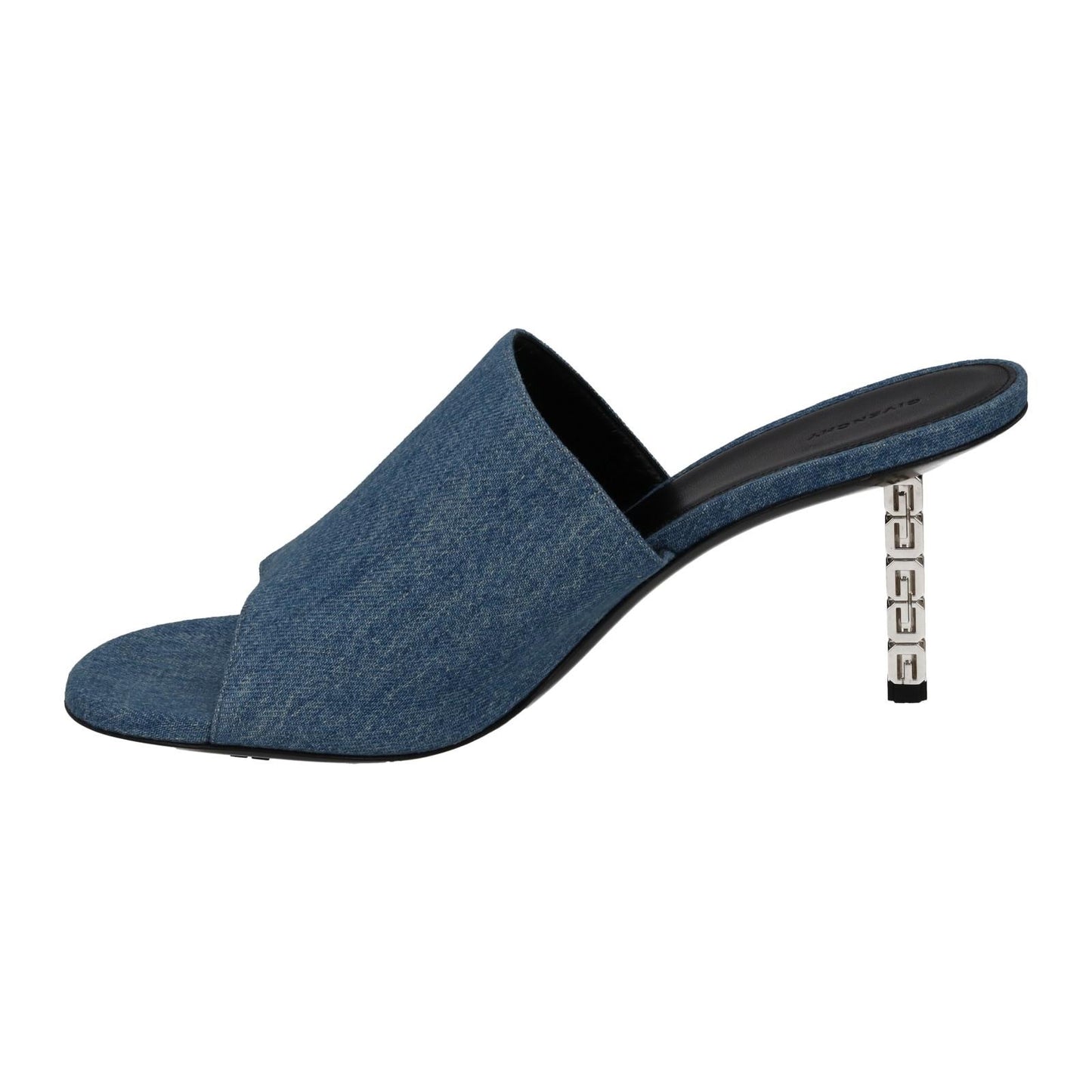 GIVENCHY G Cube Mule Shoes 70 Heel Open Toe Blue Denim EU40 UK7 NEW RRP710