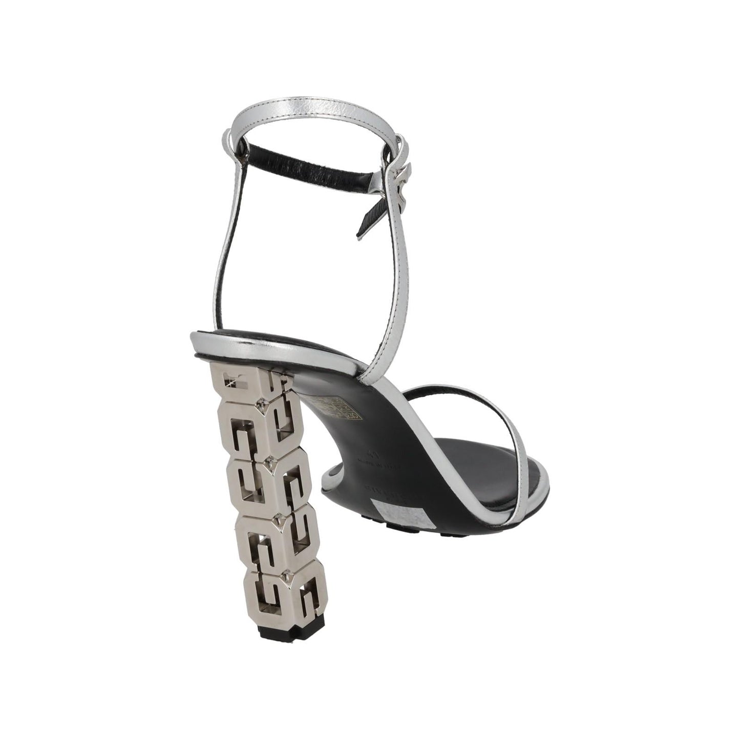 GIVENCHY Sandal Shoe G Chain Cube Heel Silver Leather EU41 UK8 NEW RRP800