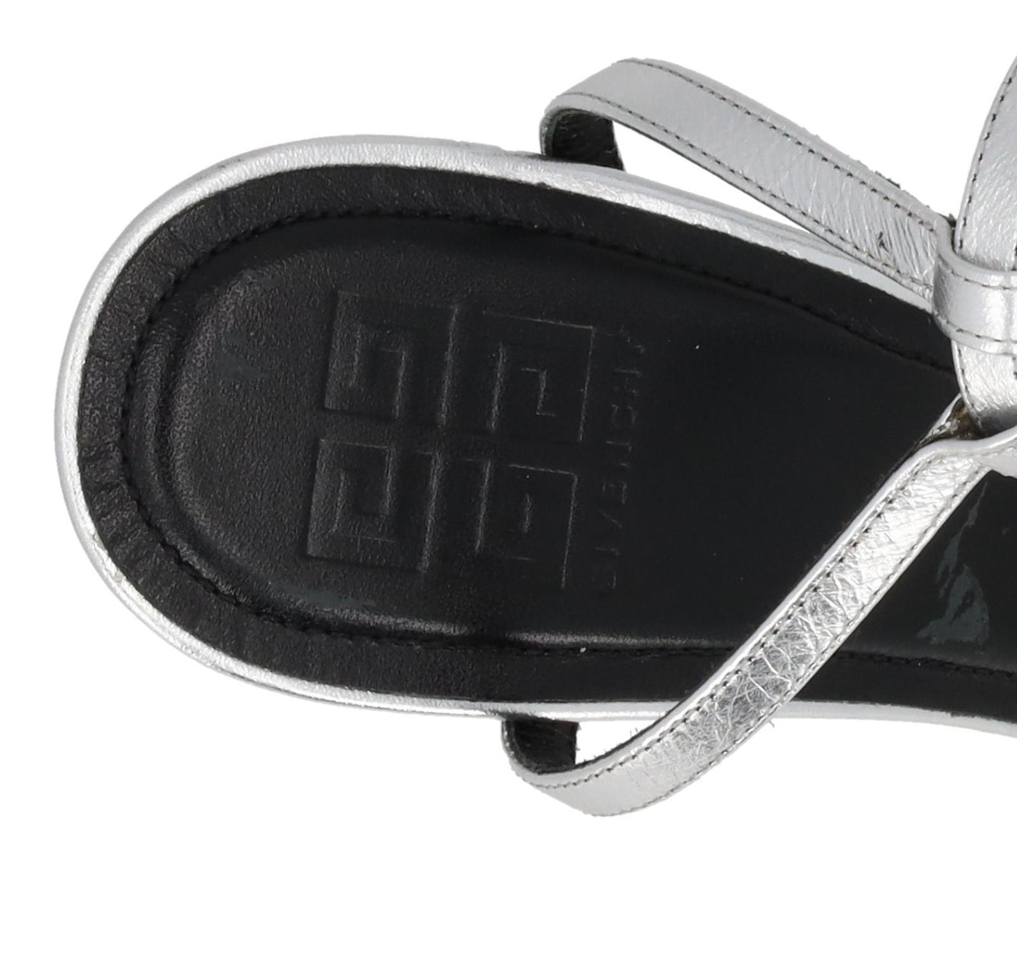 GIVENCHY Sandal Shoe G Chain Cube Heel Silver Leather EU41 UK8 NEW RRP800