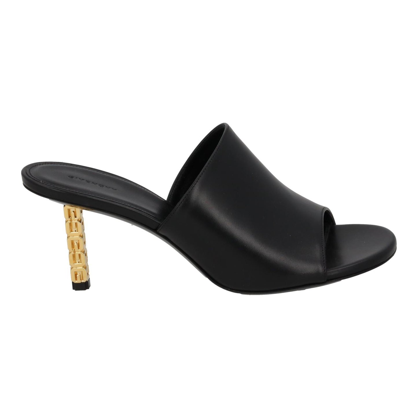 GIVENCHY G Cube Mule Shoes 70 Heel Open Toe Black Leather EU37 UK4 NEW RRP710