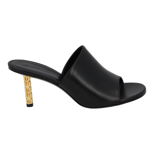 GIVENCHY G Cube Mule Shoes 70 Heel Open Toe Black Leather EU37 UK4 NEW RRP710