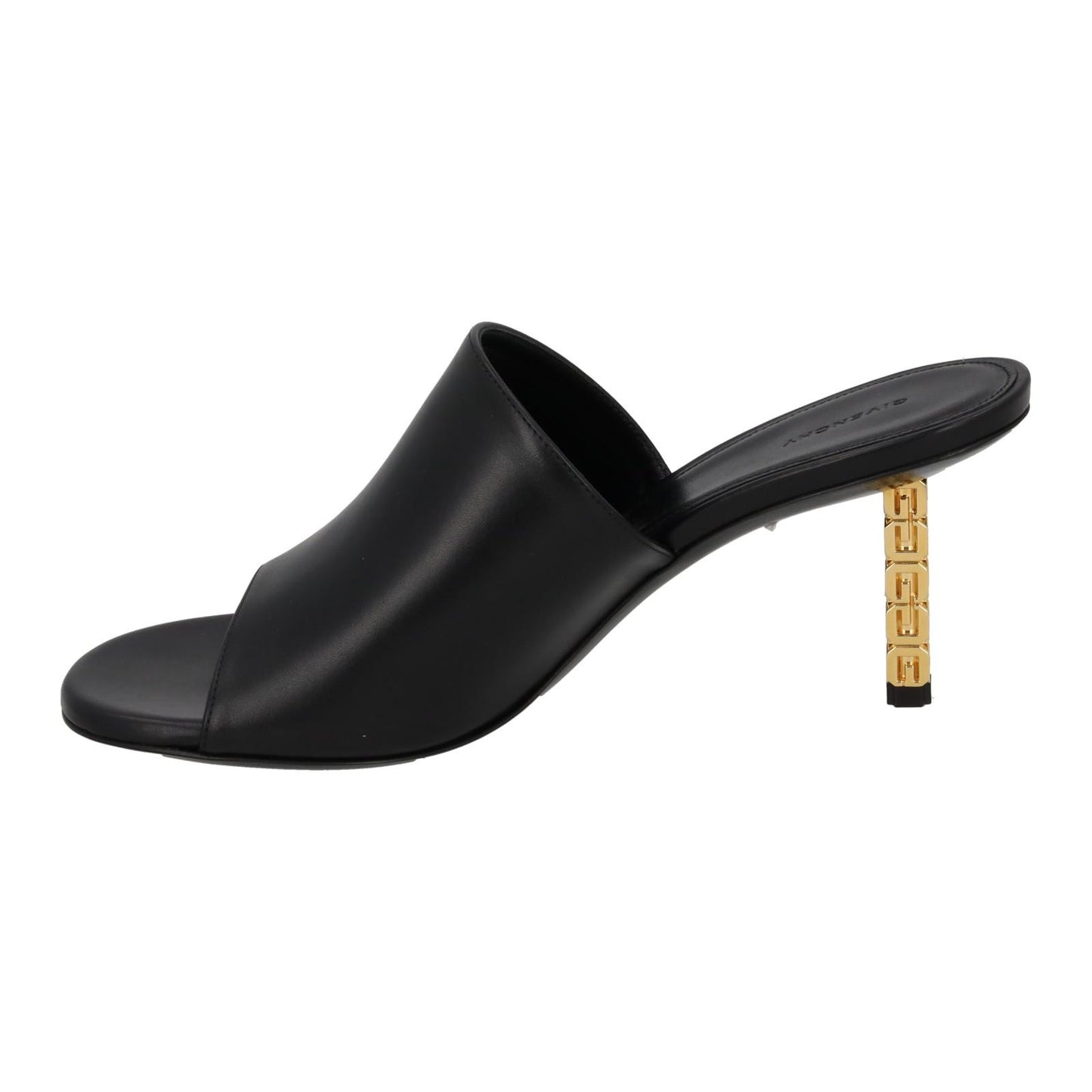 GIVENCHY G Cube Mule Shoes 70 Heel Open Toe Black Leather EU37 UK4 NEW RRP710