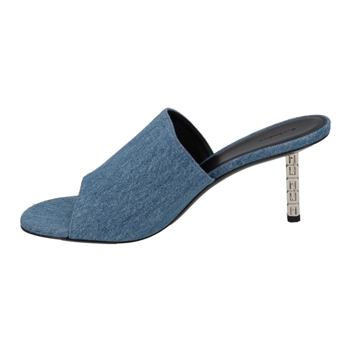 GIVENCHY G Cube Mule Shoes 70 Heel Open Toe Blue Denim EU40.5 UK7.5 NEW RRP710