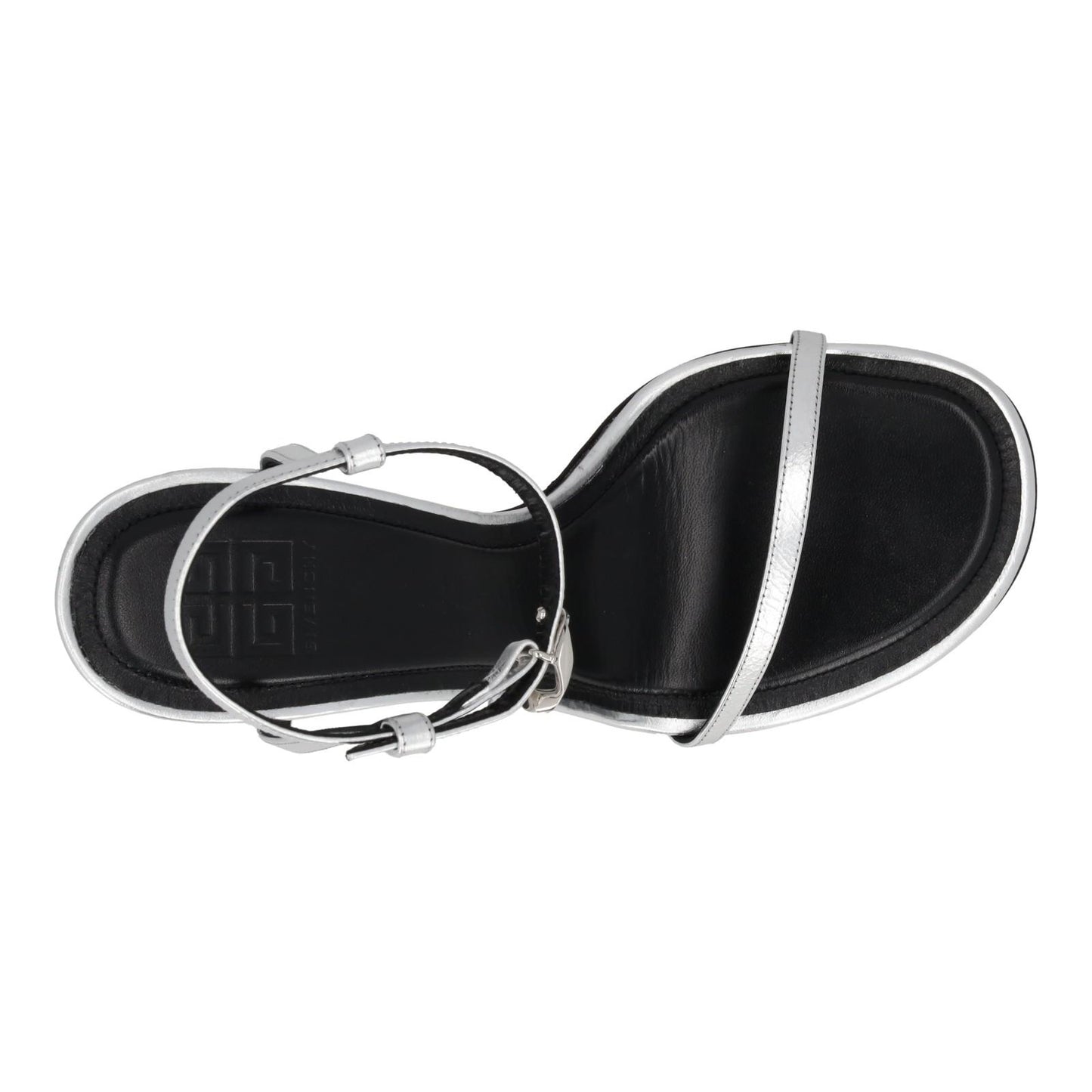 GIVENCHY Sandal Shoe G Chain Cube Heel Silver Leather EU42 UK9 NEW RRP800