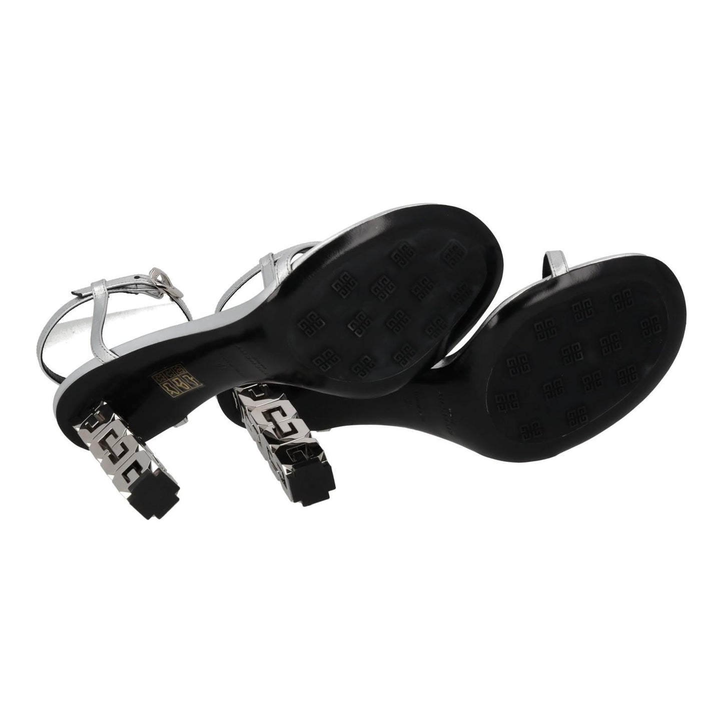 GIVENCHY Sandal Shoe G Chain Cube Heel Silver Leather EU42 UK9 NEW RRP800