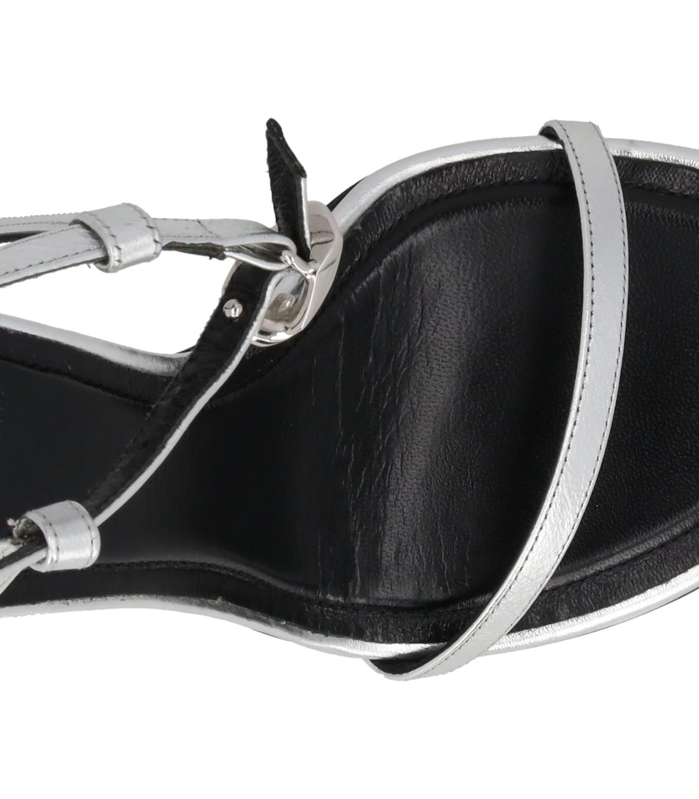 GIVENCHY Sandal Shoe G Chain Cube Heel Silver Leather EU37 UK4 NEW RRP800