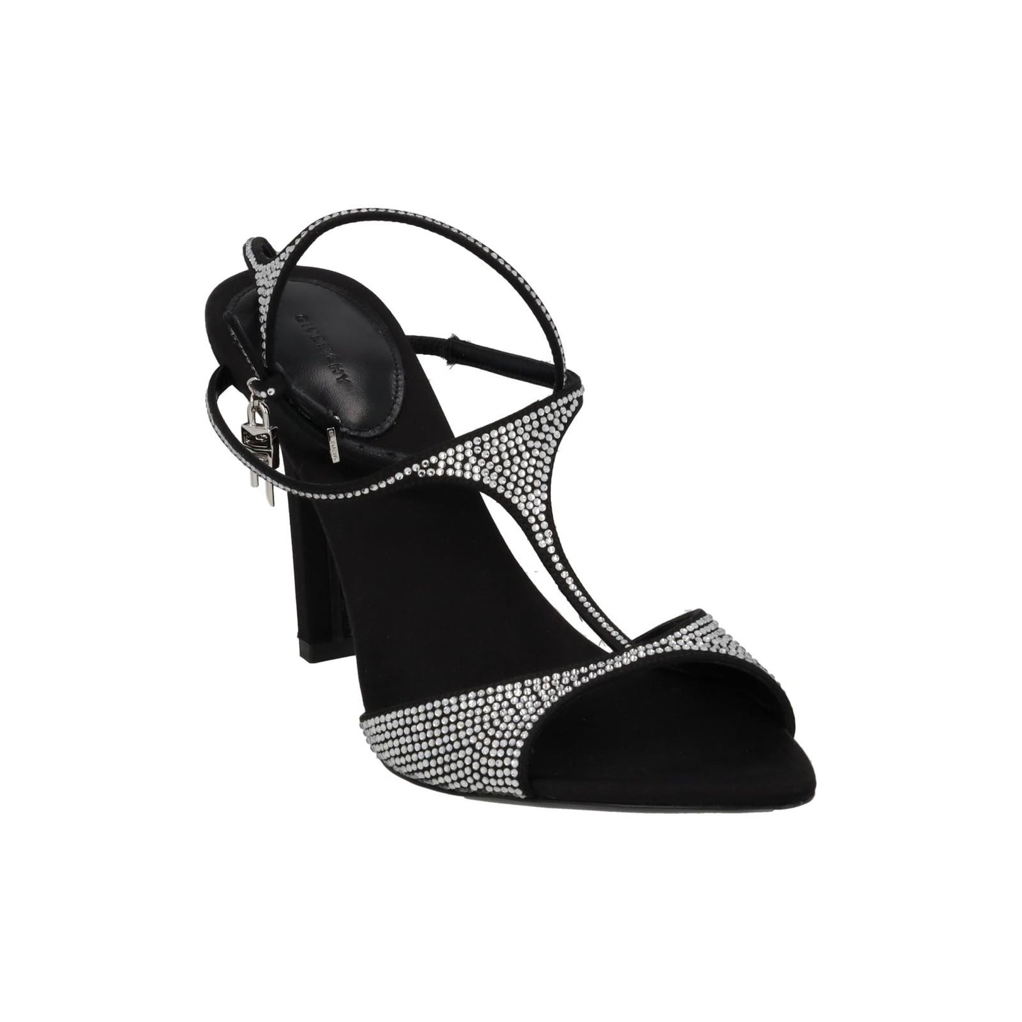 GIVENCHY Sandal Shoes G Lock Heel Silver Crystal Black EU38.5 UK5.5 NEW RRP1010