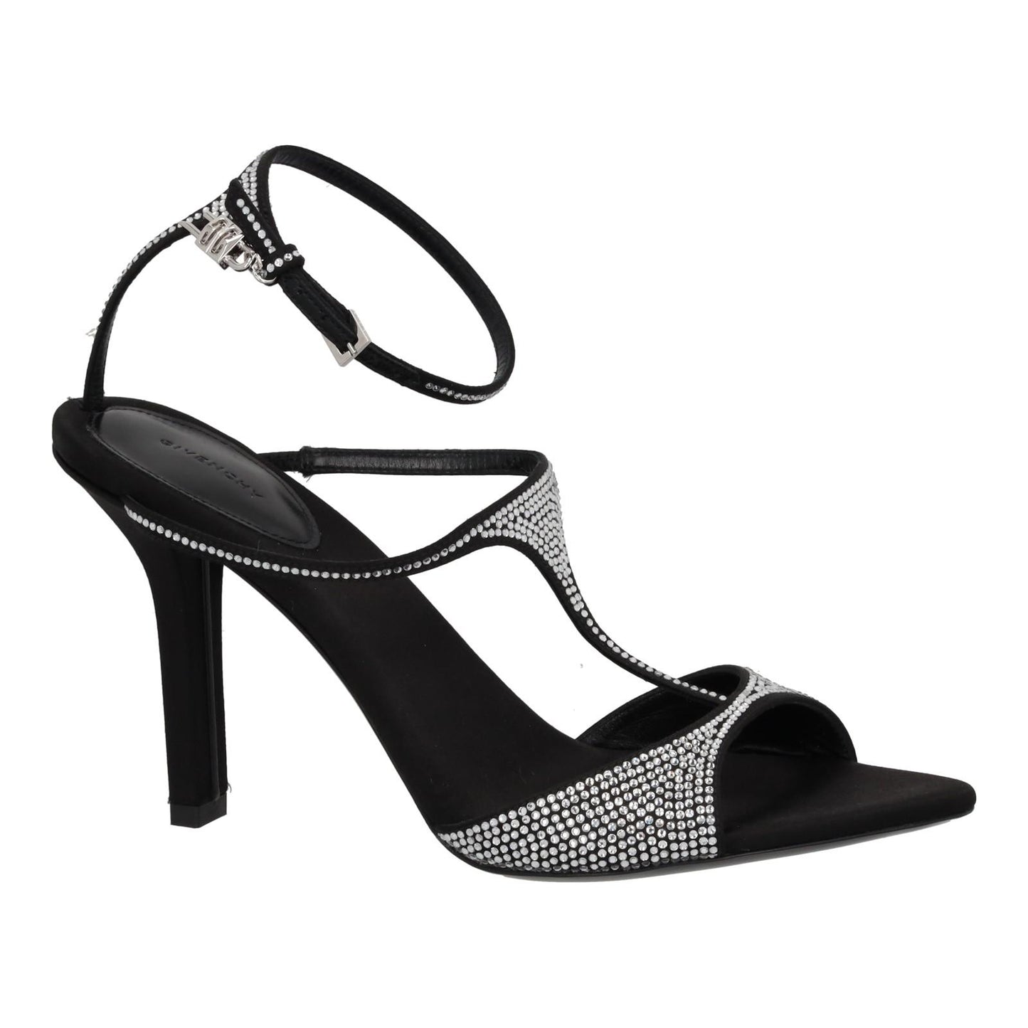 GIVENCHY Sandal Shoes G Lock Heel Silver Crystal Black EU38.5 UK5.5 NEW RRP1010