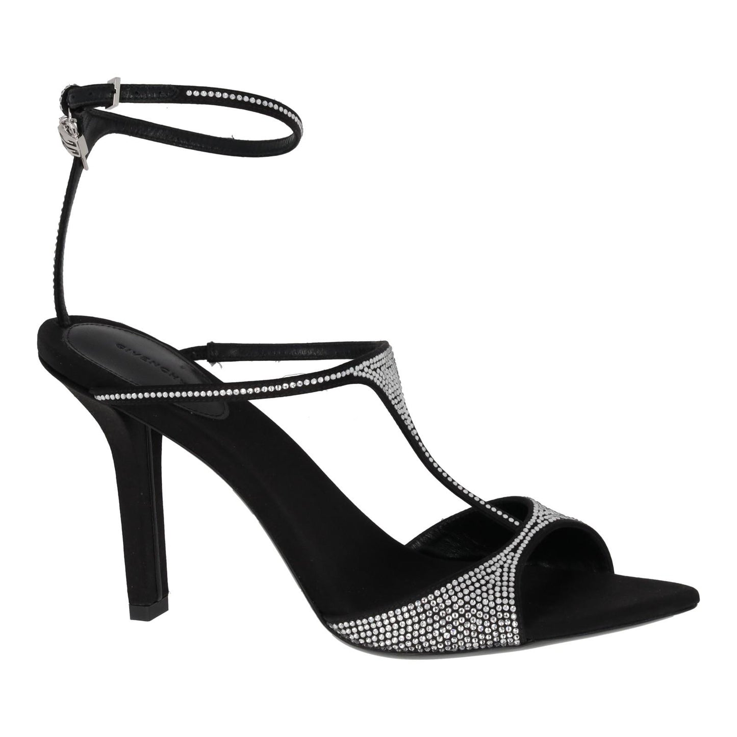 GIVENCHY Sandal Shoes G Lock Heel Silver Crystal Black EU39.5 UK6.5 NEW RRP1010