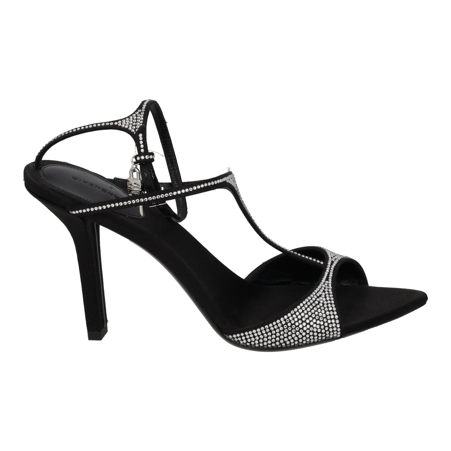 GIVENCHY Sandal Shoes G Lock Heel Silver Crystal Black EU39.5 UK6.5 NEW RRP1010