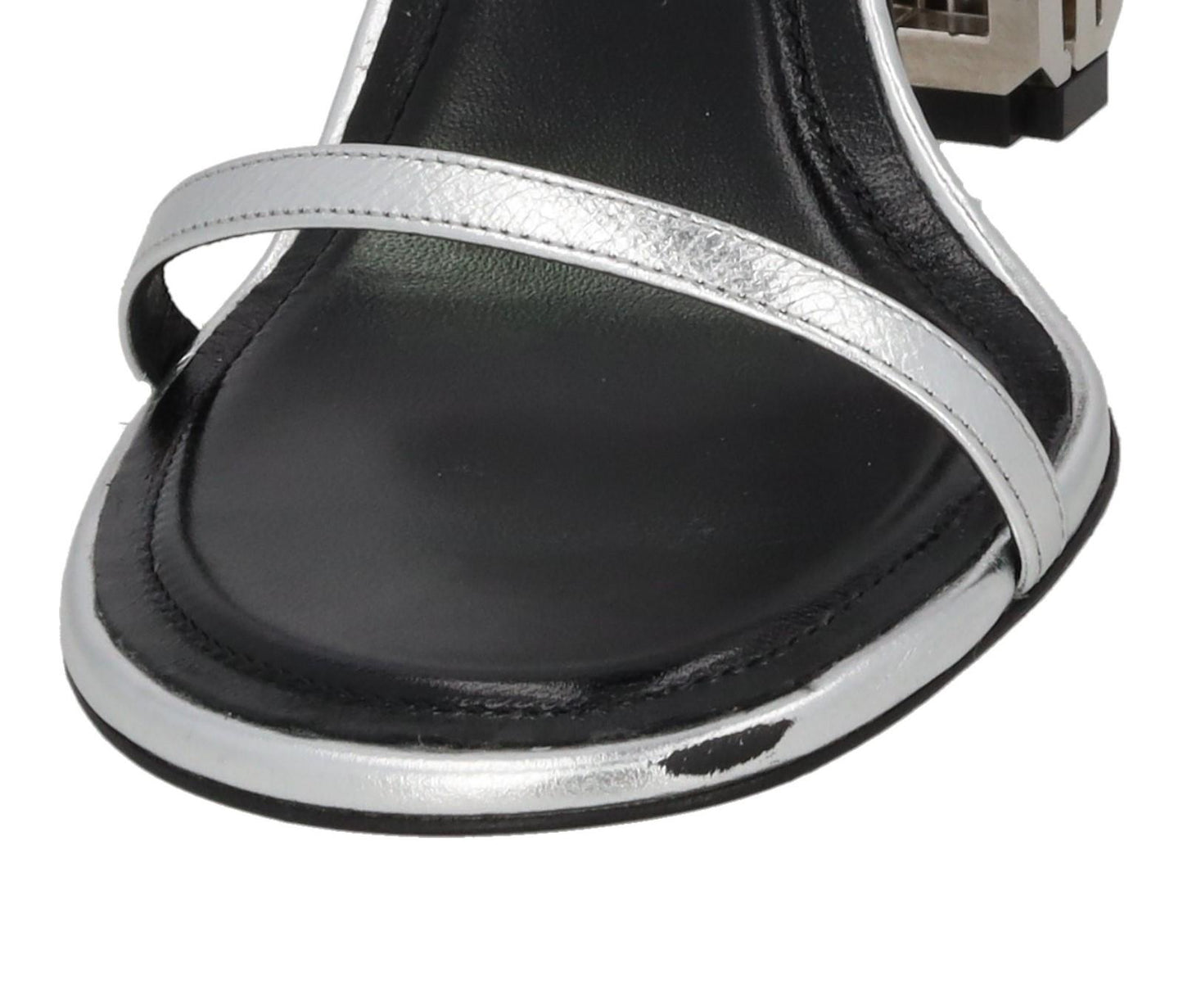 GIVENCHY Sandal Shoe G Chain Cube Heel Silver Leather EU39 UK6 NEW RRP800