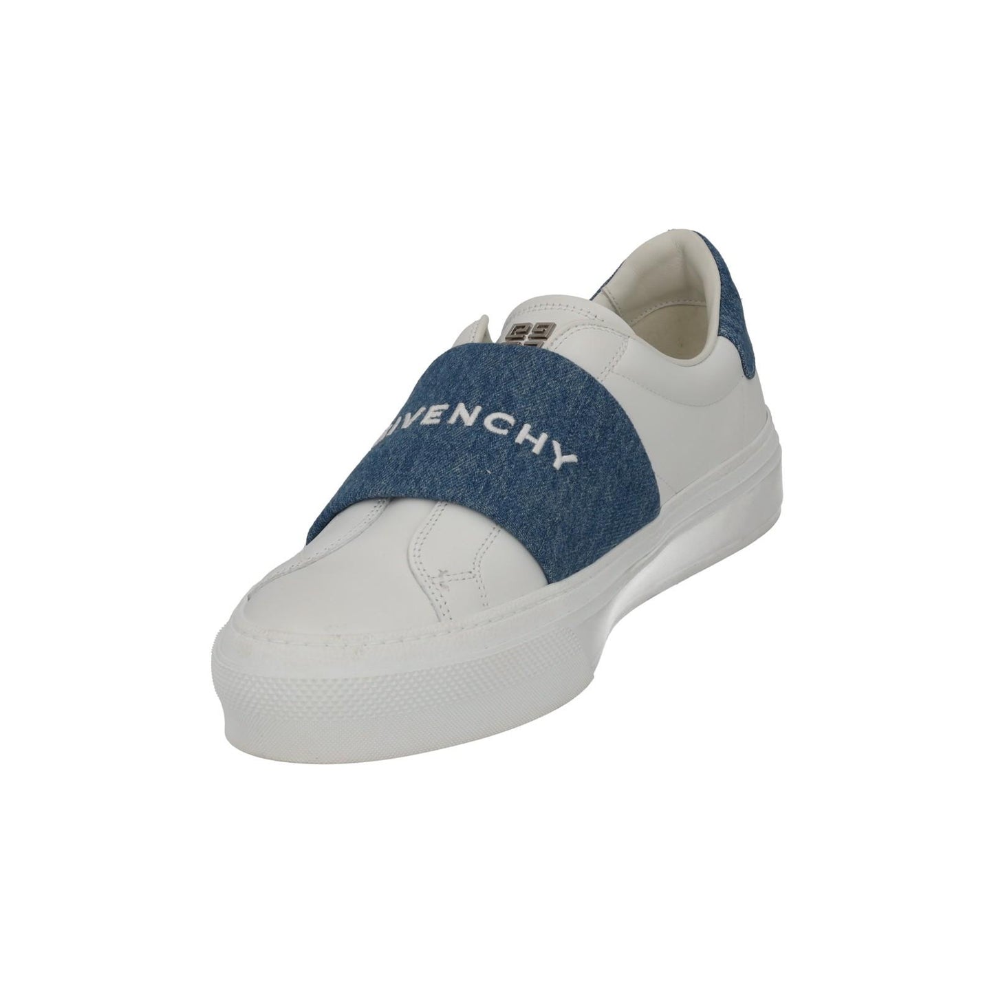 GIVENCHY Trainers City Court Elastic Sneakers White Leather Denim UK8 NEW RRP510