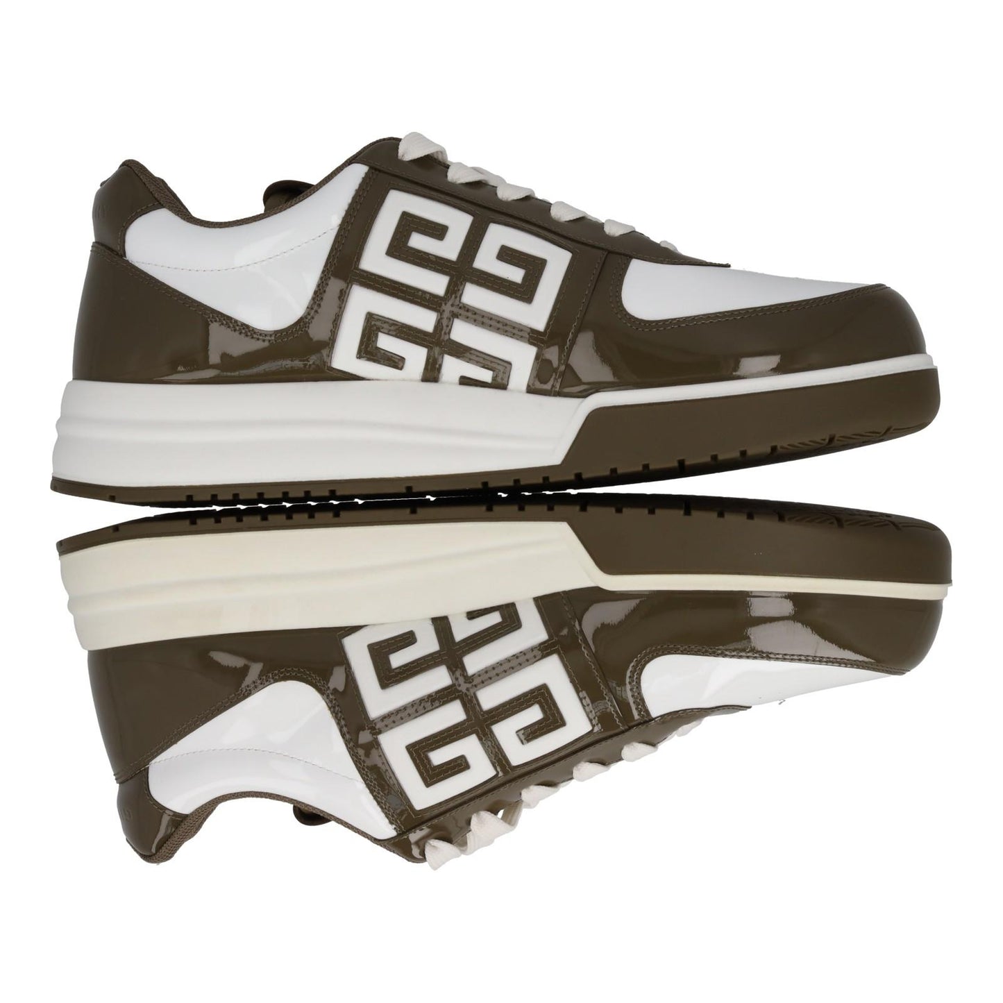 GIVENCHY G4 Trainers Low Top Lace Sneakers Patent Brown White UK9 NEW RRP545