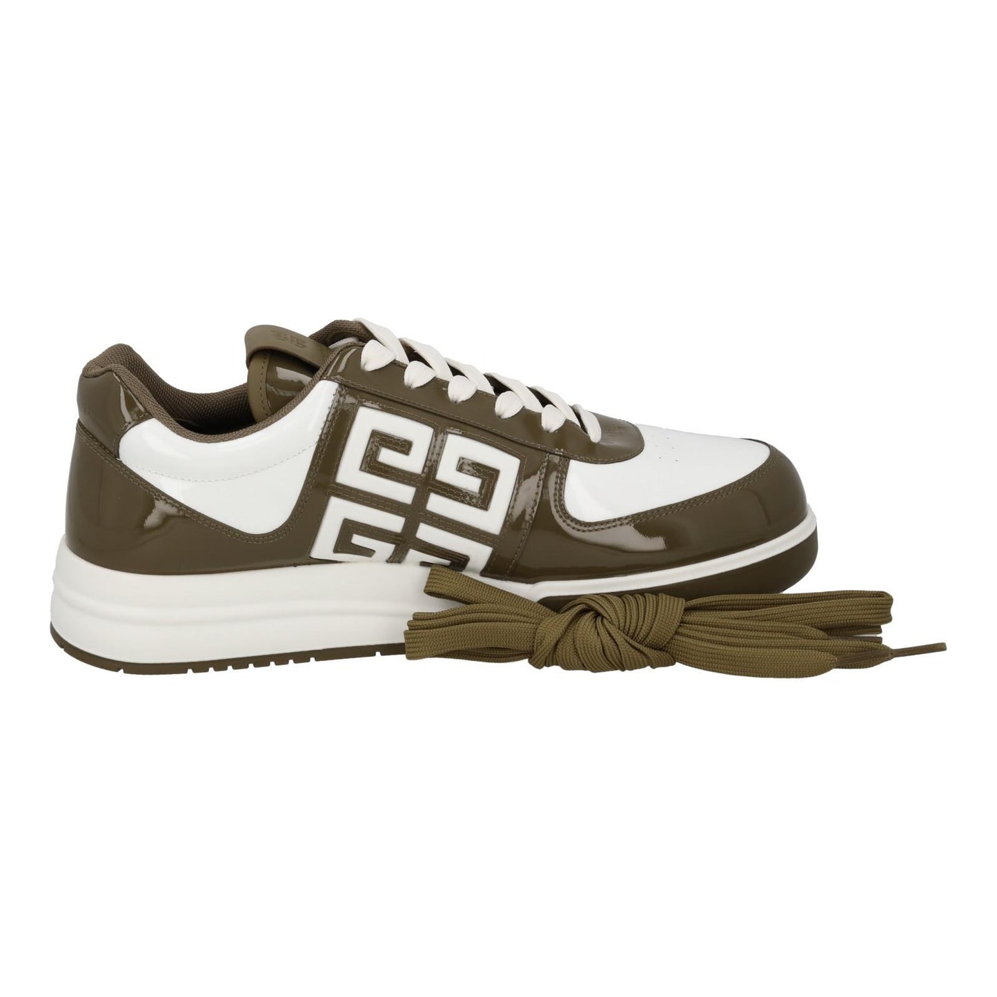 GIVENCHY G4 Trainers Low Top Lace Sneakers Patent Brown White UK9 NEW RRP545