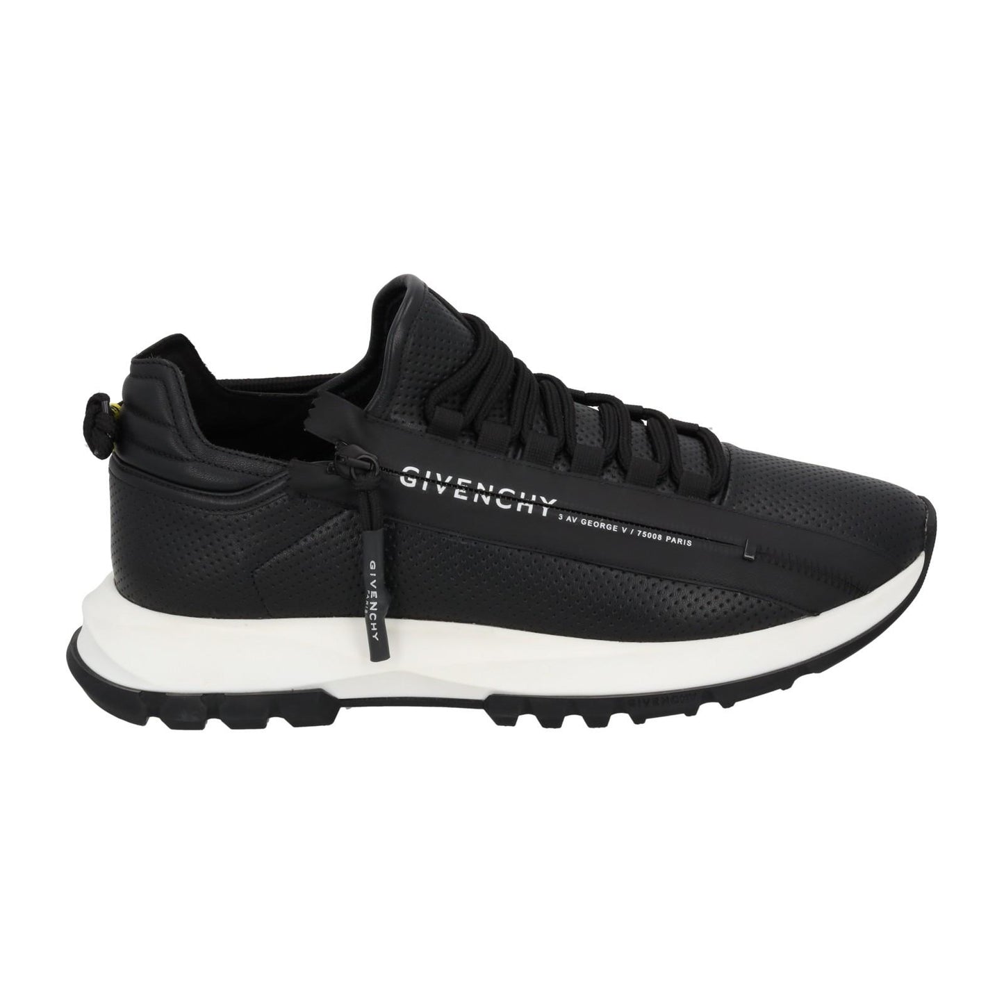 GIVENCHY Trainers Spectre Zip Runner Lace Low Top Black Leather UK8 NEW RRP595