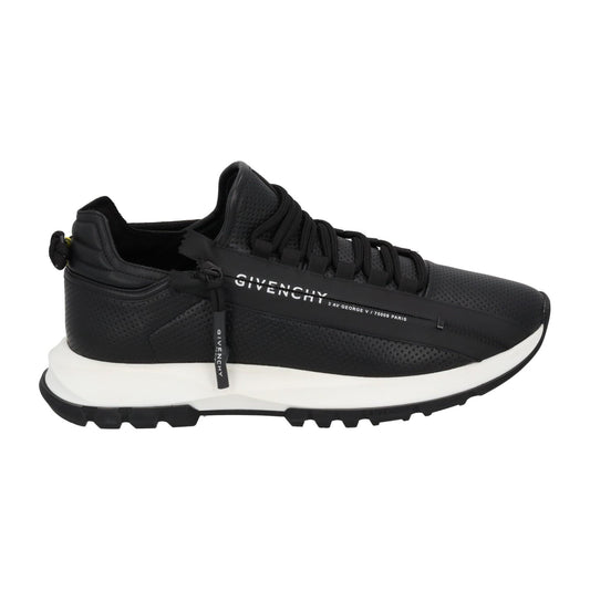 GIVENCHY Trainers Spectre Zip Runner Lace Low Top Black Leather UK8 NEW RRP595