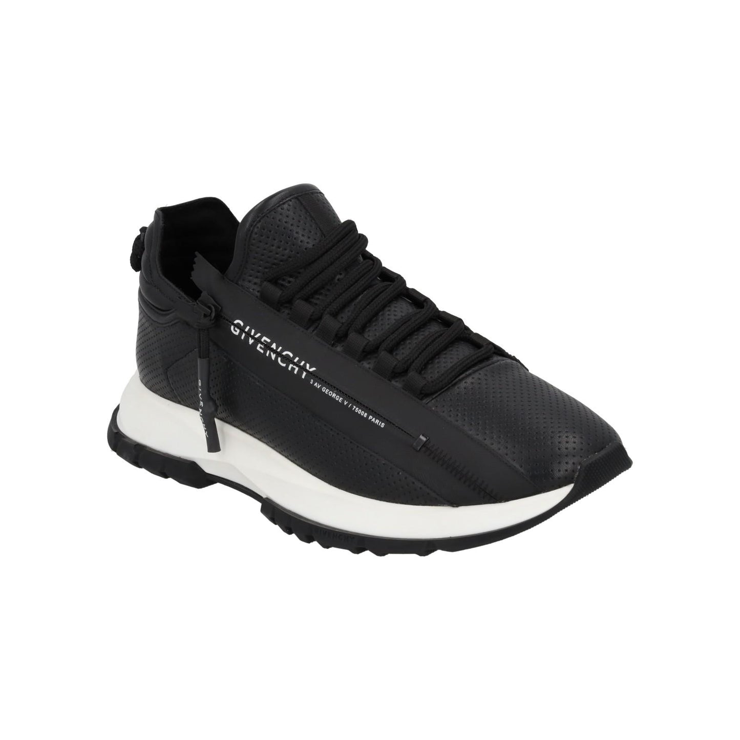 GIVENCHY Trainers Spectre Zip Runner Lace Low Top Black Leather UK8 NEW RRP595