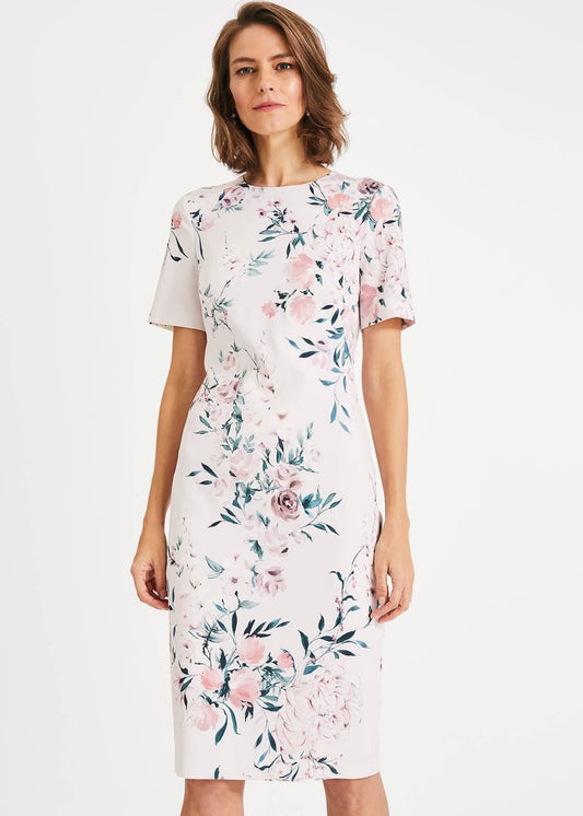 Phase Eight Danni Printed Floral Sheath Dress Tea Rose Size UK10 RRP130