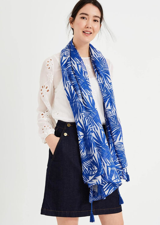 Phase Eight Sophie Palm Print Scarf Cobalt RRP39