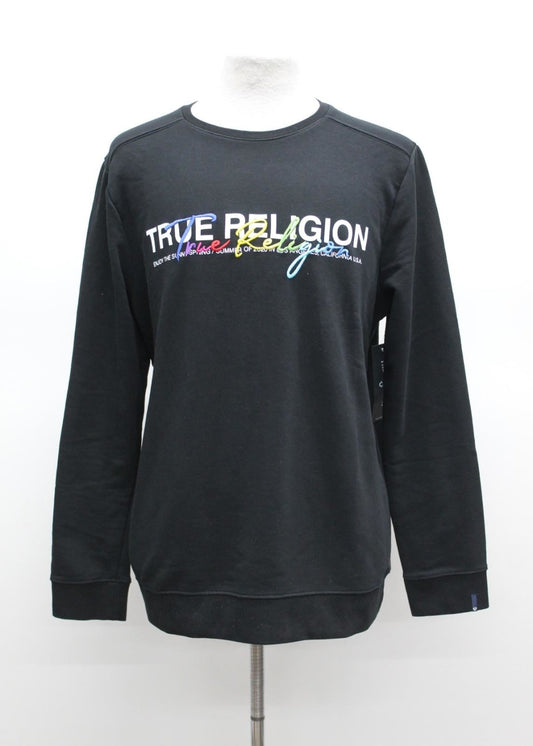 TRUE RELIGION Men's Black Cotton Blend Logo Crew Neck Sweater XS BNWT RRP119
