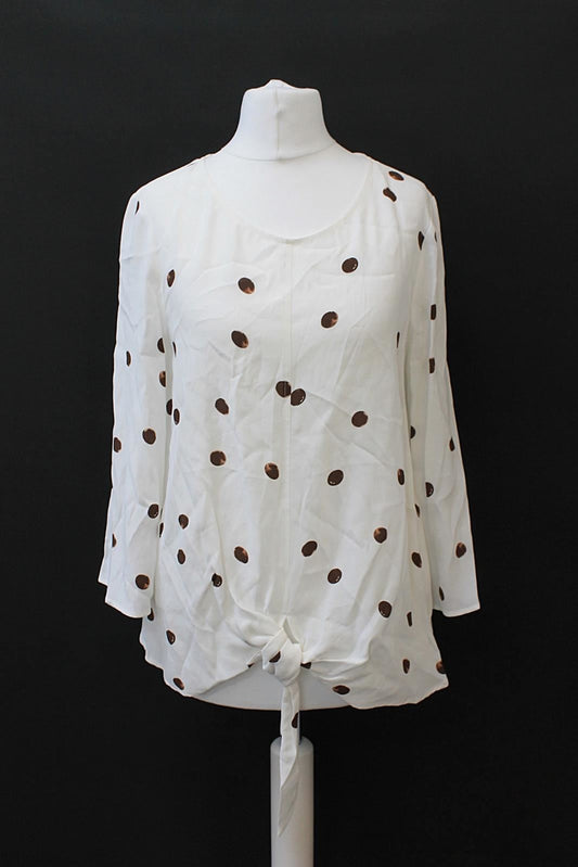 PHASE EIGHT Ladies Daniella Ivory Camel Flare Sleeve Blouse UK8 RRP65 BNWT