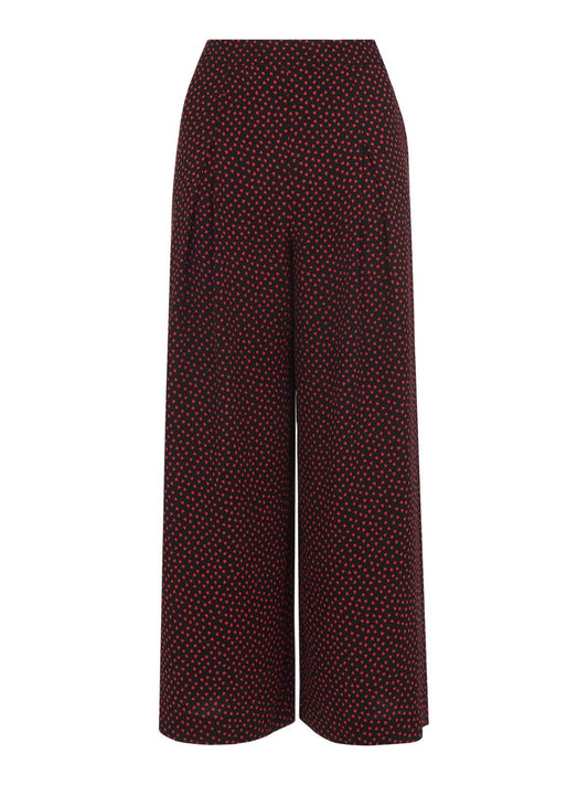 WHISTLES Ladies Multicolour Mari Heart Print Wide Leg Trousers UK6 RRP129 BNWT