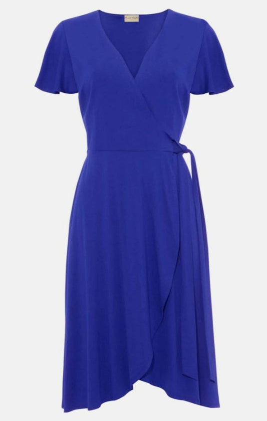 PHASE EIGHT Ladies Cobalt Blue Iska Wrap Fit & Flare Dress UK8 RRP89 BNWT