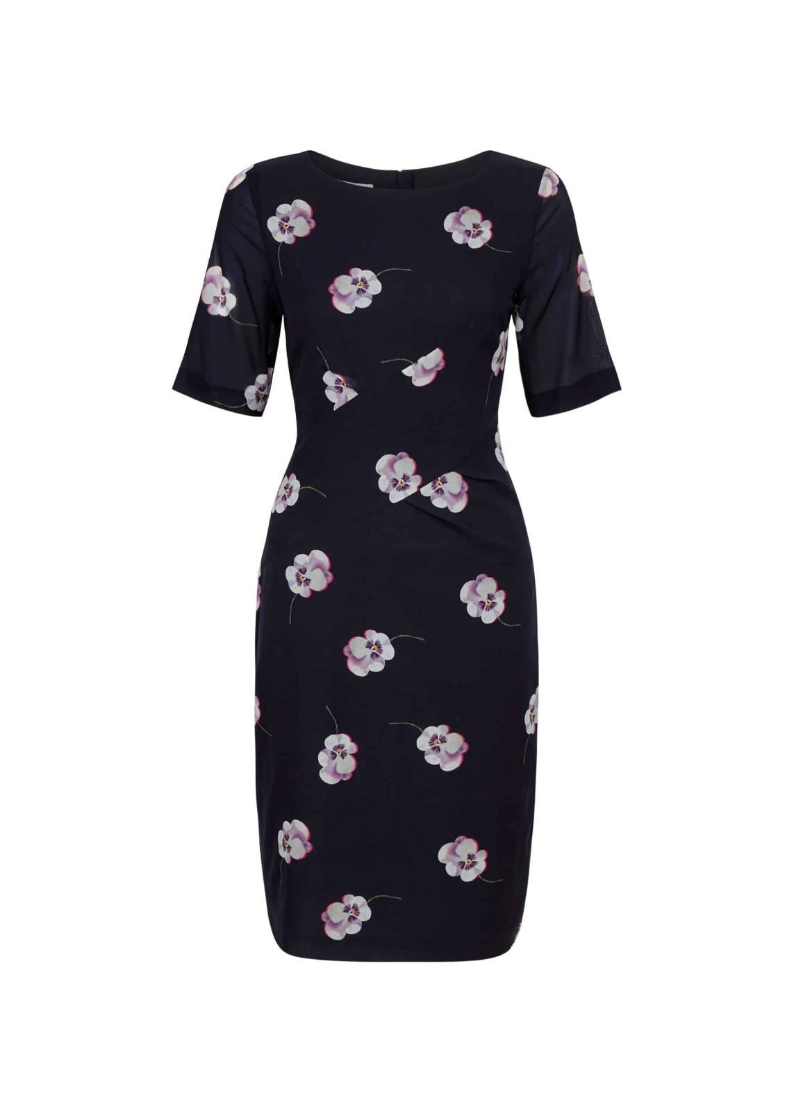 Hobbs Silk Stellie Shift Dress Navy Multi Size UK8 RRP169