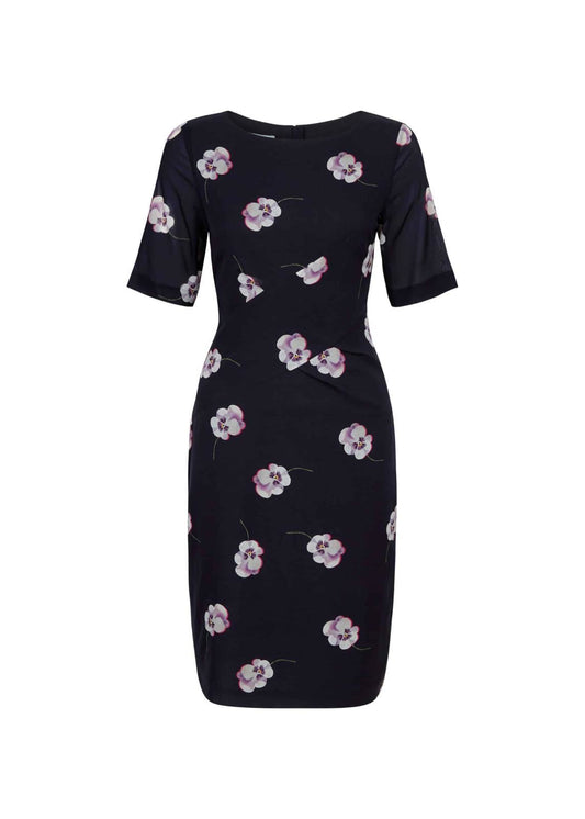 Hobbs Silk Stellie Shift Dress Navy Multi Size UK8 RRP169