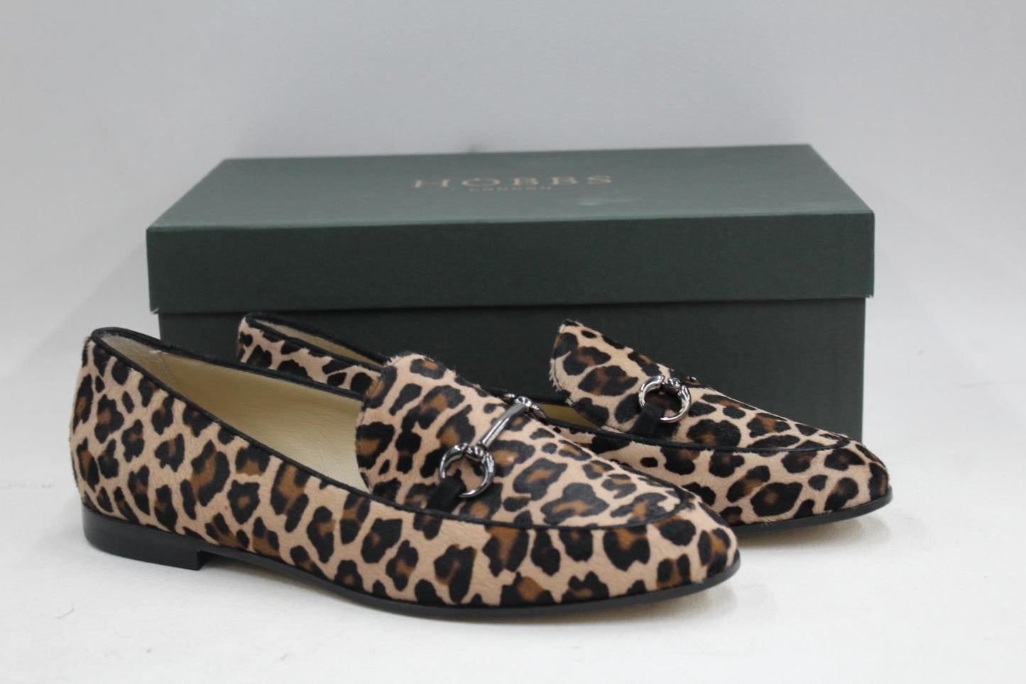 HOBBS Ladies Leopard Print Slip On Harper Flat Loafer Shoes UK4 RRP189 BNIB