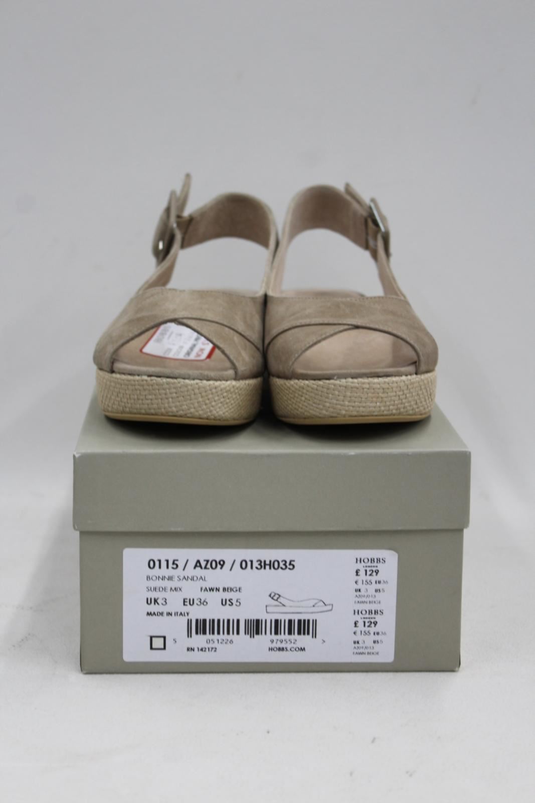 HOBBS Ladies Fawn Beige Fine Suede Creeper Sole Bonnie Sandals UK3 BNIB
