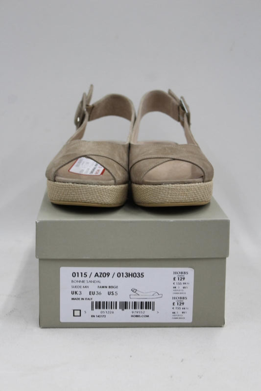 HOBBS Ladies Fawn Beige Fine Suede Creeper Sole Bonnie Sandals UK3 BNIB