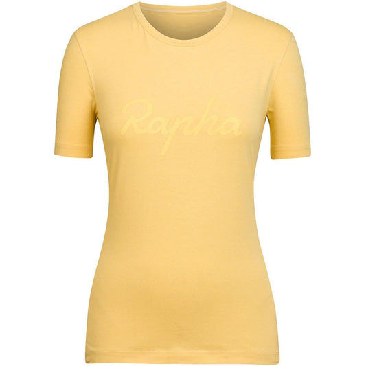 RAPHA Ladies Chartreuse Yellow Cotton Logo Cycling T-Shirt Size XXS BNWT