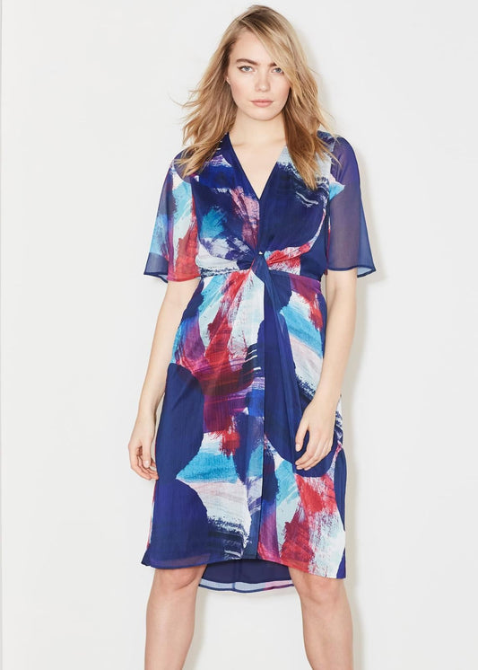 Phase Eight Serefina Abstract Short Sleeve Dress Navy Multi Size UK8 RRP99