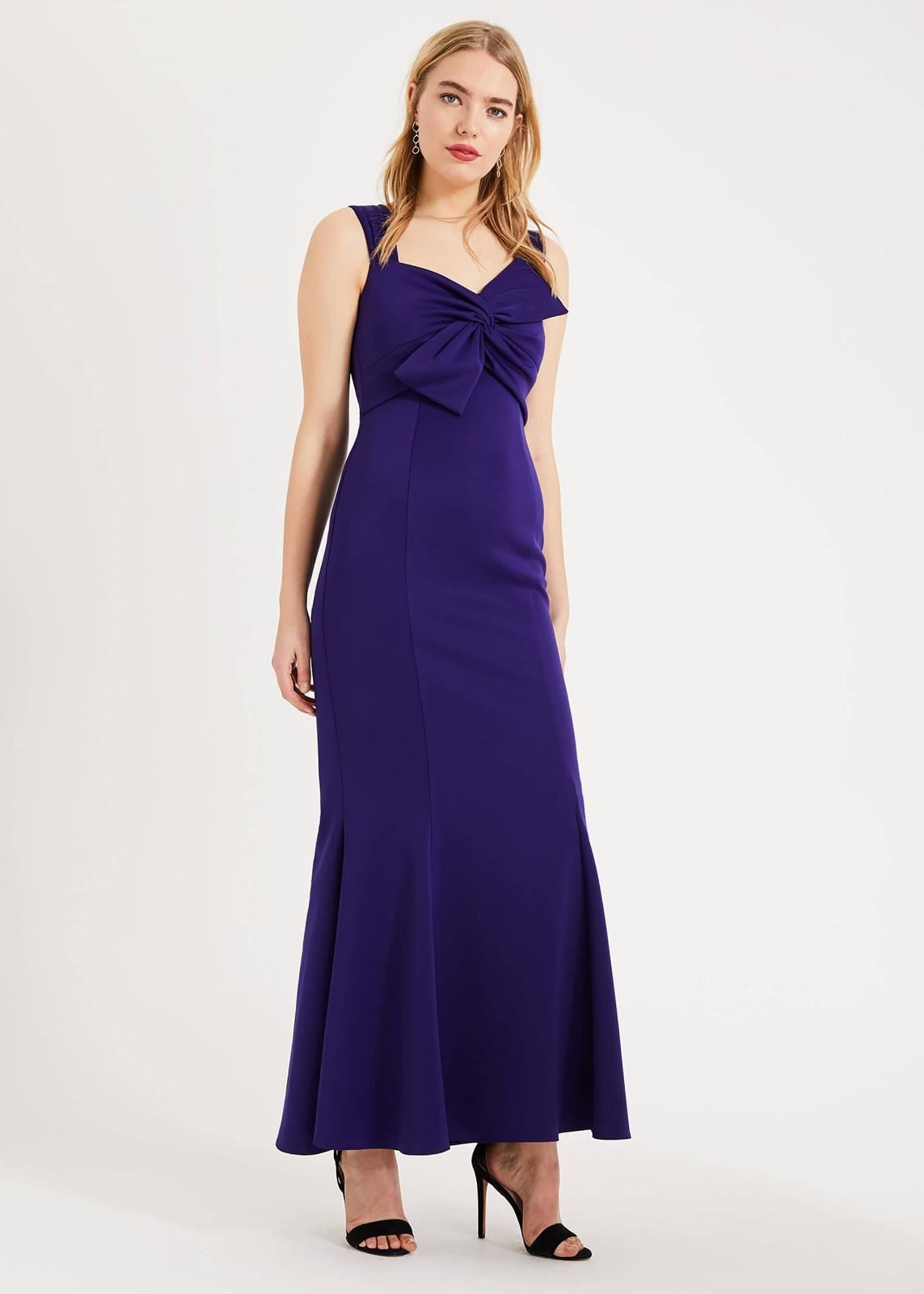 Phase Eight Gillian Bow Maxi Maxi Dress Violet Size UK18 RRP225