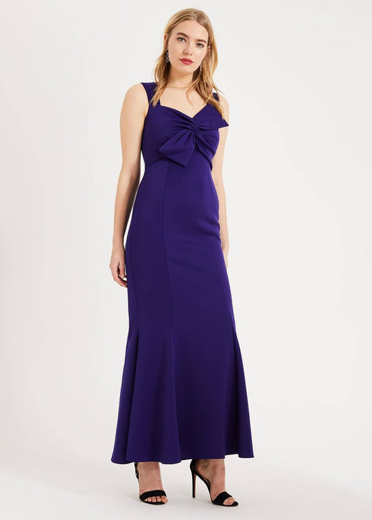 Phase Eight Gillian Bow Maxi Maxi Dress Violet Size UK18 RRP225