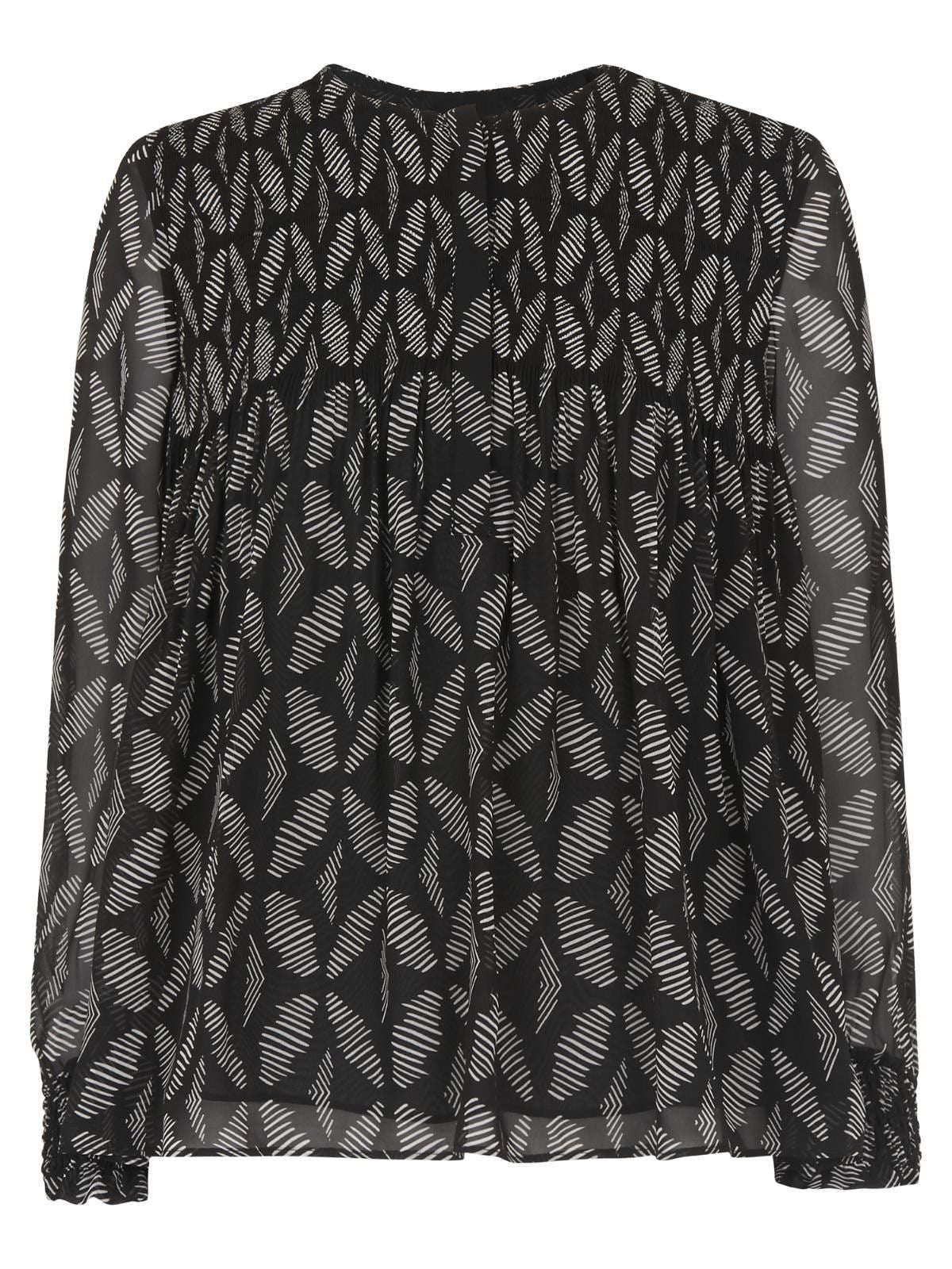 WHISTLES Ladies Black Multi Geo Print Long Sleeve Belinda Blouse UK6 RRP119 BNWT
