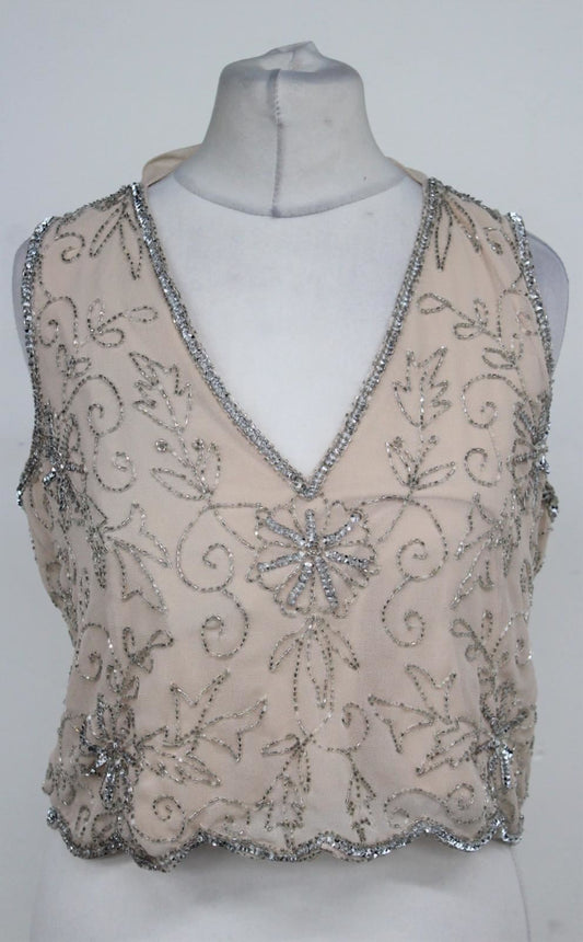 PHASE EIGHT Ladies Pink Maude Embellished Sequin Beaded V Neck Top UK10 BNWT