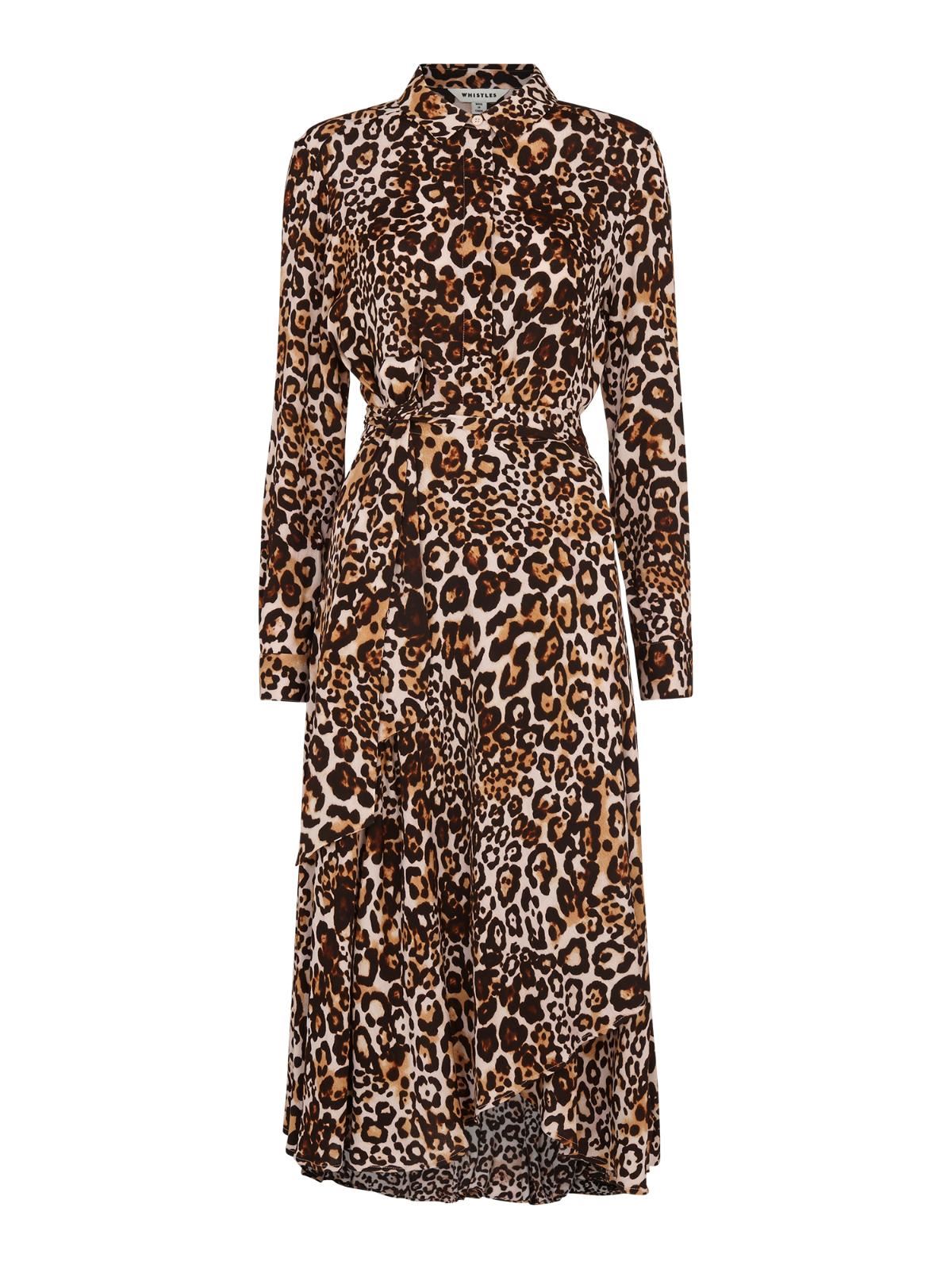 WHISTLES Animal Print Esme Shirt Dress Leopard Print Brown UK6 RRP189 BNWT