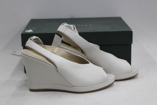 HOBBS Ladies White Leather Katrina High Wedge Heel Ankle Strap Sandals UK3 BNIB