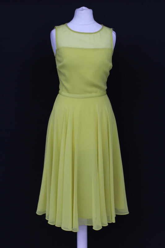 HOBBS Ladies Lemon Yellow Knee Length Sleeveless Abigail Dress UK6 BNWT