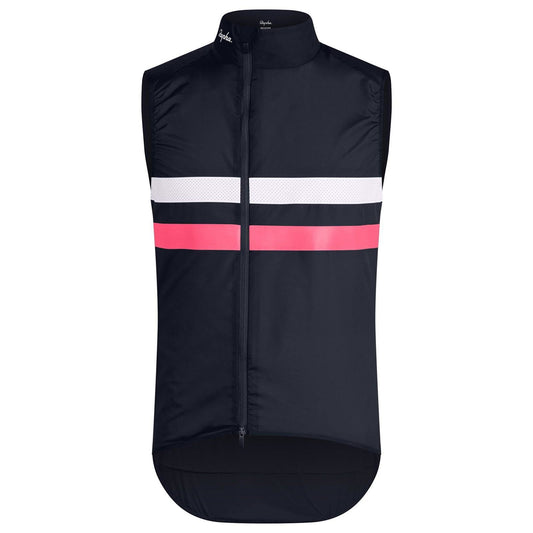 RAPHA Men's Navy Blue Brevet Stripe Zipped Lightweight Cycling Gilet XS BNWT